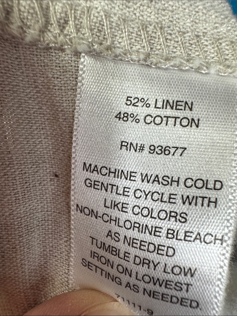 Liz Claiborne Light Khaki Cream Drawstring Linen-Blend Pants XXL casual neutral - Picture 10 of 11